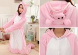 Adult Cartoon Flannel Unisex Pink Pig Animal Onesies Anime Kigurumi Costume Pajamas Sets KT002