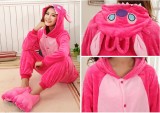 Adult Cartoon Flannel Unisex Rose Stitch Animal Onesies Anime Kigurumi Costume Pajamas Sets KT006