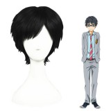 30cm Short Black Shigatsu wa Kimi no Uso Arima Kousei Wig Synthetic Anime Cosplay Hair Wigs CS-255A