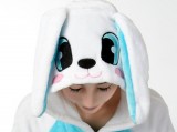 Adult Cartoon Flannel Unisex Blue Rabbit Animal Onesies Anime Kigurumi Costume Pajamas Sets KT062