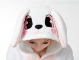 Adult Cartoon Flannel Unisex Pink Rabbit Animal Onesies Anime Kigurumi Costume Pajamas Sets KT061