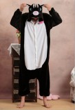 Adult Cartoon Flannel Unisex White&Black Cat Animal Onesies Anime Kigurumi Costume Pajamas Sets KT045