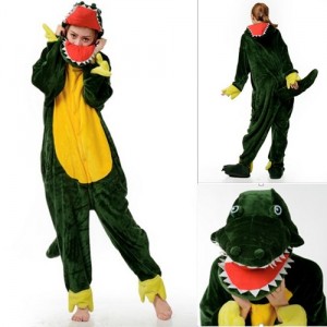 Adult Cartoon Flannel Unisex Crocodile Animal Onesies Anime Kigurumi Costume Pajamas Sets KT054