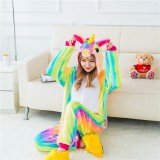 Adult Cartoon Flannel Unisex Rainbow Flying Horse Animal Onesies Anime Kigurumi Costume Pajamas Sets KT089