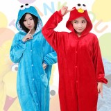 Adult Cartoon Flannel Unisex Blue&Red Cookie Monster Onesie Animal Onesies Anime Kigurumi Costume Pajamas Sets KT090