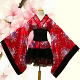 2017 New Black&Red Kimino Costume Anime Halloween Party Cosplay Lolita Dress COS-177