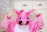 Adult Cartoon Flannel Unisex Rose Flying Horse Animal Onesies Anime Kigurumi Costume Pajamas Sets KT074