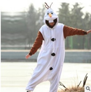 Adult Cartoon Flannel Unisex Olaf Animal Onesies Anime Kigurumi Costume Pajamas Sets KT068