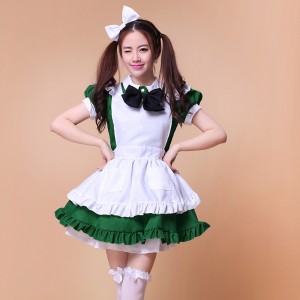 Girls Sexy Green Japanese Halloween Costumes Lolita Maid Princess Dress Anime Cosplay Costumes MS050