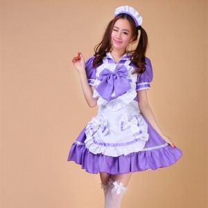 Girls Sexy Purple Japanese Halloween Costumes Lolita Maid Princess Dress Anime Cosplay Costumes MS048