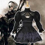 Nier Automata 2B Cosplay Costume YoRHa No 2 Type B Costumes Women Black Dress With Patch Glove Full Set COS-193