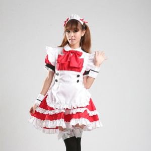 Red Sexy Japanese Halloween Costumes Lolita Maid Princess Dress Anime Cosplay Costumes MS021