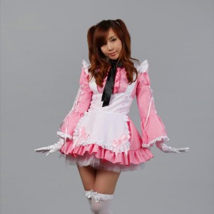 Pink Sexy Japanese Halloween Costumes Lolita Maid Princess Dress Anime Cosplay Costumes MS026