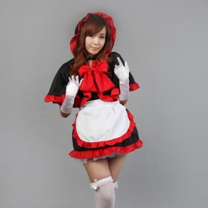 Red Sexy Japanese Halloween Costumes Lolita Maid Princess Dress Anime Cosplay Costumes MS025