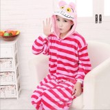 Adult Cartoon Flannel Unisex Cheshire Cat Animal Onesies Anime Kigurumi Costume Pajamas Sets KT065