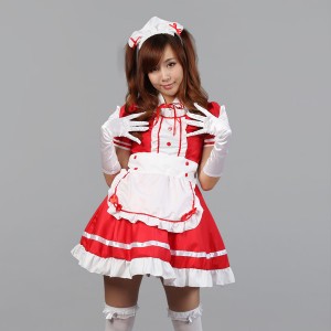 Red Sexy Japanese Halloween Costumes Lolita Maid Princess Dress Anime Cosplay Costumes MS002