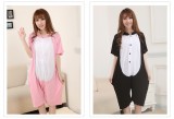 Adult Cartoon Cotton Unisex Pink&Black Pig Summer Onesie Anime Kigurumi Costumes Pajamas Sets ST005