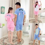 Adult Cartoon Cotton Unisex Blue&Pink Stitch Summer Onesie Anime Kigurumi Costumes Pajamas Sets ST014