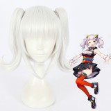 40cm Short Silver White Virtual YouTuber Wig Kizuna Ai Hair Synthetic Anime Cosplay Wigs 2Ponytails Wig CS-374A