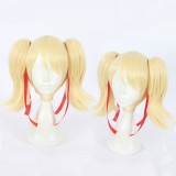 40cm Short Golden Wig Overwatch Cosplay Pink Angel Hair Wigs Synthetic Anime Cosplay Wig 2Ponytails CS-375A