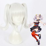 40cm Short Silver White Virtual YouTuber Wig Kizuna Ai Hair Synthetic Anime Cosplay Wigs 2Ponytails Wig CS-374A