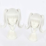 40cm Short Silver White Virtual YouTuber Wig Kizuna Ai Hair Synthetic Anime Cosplay Wigs 2Ponytails Wig CS-374A