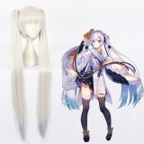 120cm Long Straight Silver White&Blue Hatsune Miku Snow Miku Wig Synthetic Anime Cosplay Wigs 2Ponytails CS-377A