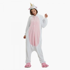 Adult Cartoon Flannel Unisex Golden Unicorn Onesie Animal Onesies Anime Kigurumi Costume Pajamas Sets KT097