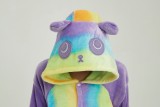 Adult Cartoon Flannel Unisex Rainbow Panda Onesie Animal Onesies Anime Kigurumi Costume Pajamas Sets KT098