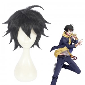 30cm Short Black Hypnosis Mic Yamada Saburo Wig Cosplay Synthetic Anime Hair Wigs CS-383F