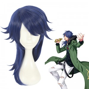 45cm Medium Long Blue  Hypnosis Mic Cosplay Dice Arisugawa Wig Synthetic Anime Hair Wigs CS-383E