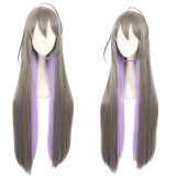 100cm Long Straight Gray&Purple Mixed Hypnosis Mic Cosplay Jakurai Jinguji Anime Wig Synthetic Hair Wigs CS-383K