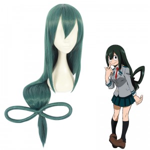 100cm Long Straight Dark Green My Hero Academia Wig Asui Tsuyu Synthetic Anime Cosplay Wigs CS-384A