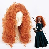 55cm Long Wave Orange Brave Anime Merida Princess Wig Synthetic Cosplay Hair Wigs CS-385A