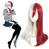 65cm Long Straight Silver&Red Wig My Hero Academia Todoroki Shoto Synthetic Anime Cosplay Wig CS-384C
