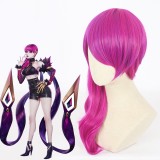 60cm Long Curly Rose Mixed League of Legends LOL KDA Evelynn Wig Synthetic Anime Cosplay Wigs CS-394A