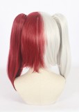 65cm Long Silver&Red My Hero Academia Cosplay Todoroki Shoto Wig Synthetic Anime Wigs With 2Ponytails CS-384G