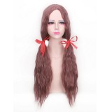 65cm Long Curly Taro Yellow Brown Retro Red Wig Synthetic Party Hair Anime Cosplay Lolita Wigs CS-298