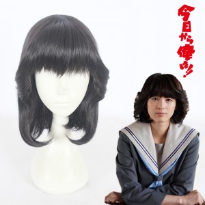 35cm Short Black Kyou Kara Ore Wa Akasaka Riko Wig Synthetic Anime Cosplay Wigs CS-397D