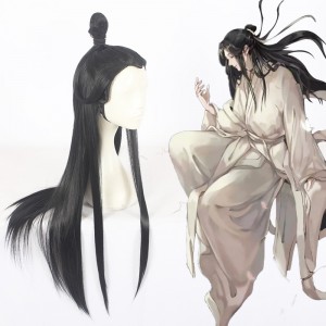 80cm Long Straight Black Heavenly God Blesses The People Xie Ling Wig Synthetic Anime Cosplay Wigs CS-401A