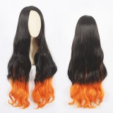 100cm Long Curly Black&Orange Mixed Demon Slayer Kamado Nezuko Wig Synthetic Anime Cosplay Wigs CS-471A