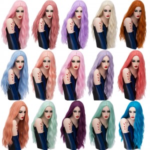 2019 New Fashion Halloween 70cm Long Curly Multi Colors Synthetic Anime Hair Wig Cosplay Lolita Wigs