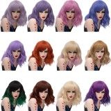 2019 New Fashion 35cm Short Curly Synthetic Anime Wig Cosplay Lolita Wig For Halloween Party With Multi Colors