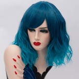 2019 New Fashion 35cm Short Curly Synthetic Anime Wig Cosplay Lolita Wig For Halloween Party With Multi Colors