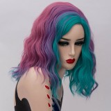 2019 New Fashion 40cm Short Curly Multi Colors Mixed Anime Cosplay Wig Synthetic Party Halloween Lolita Wigs