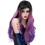 2019 New Fashion 70cm Long Curly Multi Colors Mixed Anime Cosplay Wig  Synthetic Halloween Lolita Wigs