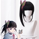 40cm Medium Long Black Demon Slayer Tsuyuri Kanawo Wig Synthetic Anime Cosplay Wig With One Ponytail CS-471J