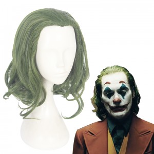 35cm Short Curly Green Mixed The Joker Movie Arthur Fleck Wig Synthetic Anime Cosplay Wig CS-413A
