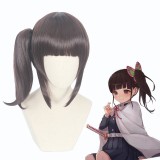 40cm Medium Long Brown Demon Slayer Cosplay Tsuyuri Kanawo Wig Synthetic Anime Wigs With One Ponytail CS-471L