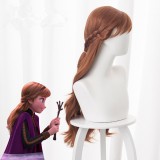 70cm Long Curly Brown Frozen II Wigs Anna Synthetic Anime Hair Cosplay Wig With Braid CS-135D